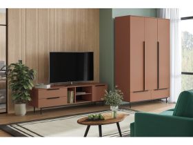 Распашной шкаф Квелен 3-144x220 Терракотовый
