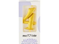 Свеча для торта с держателем MESHU "Цифра 4", 5,2 см, золотая