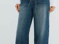 Широкие джинсы с поясом, Синий