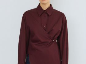 Асимметричная рубашка из хлопка, Фиолетовый