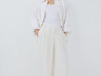 Широкие брюки изо льна, Белый