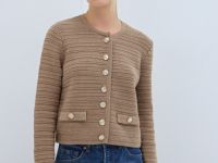 Укороченный кардиган, Бежевый