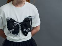 Футболка оверсайз с объёмным бантом для девочек, Белый