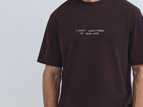 Футболка с текстовой вышивкой, Фиолетовый