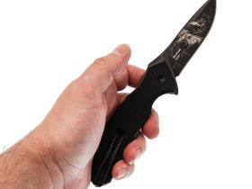 Складной нож Mr.Blade Hellcat Mini LE Ghost blackwash, сталь VG-10, рукоять Black G10