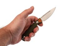 Туристический нож Kizer Evenki 1, сталь AEB-L, рукоять Orange/Green G10