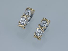 Серьги из комбинированного золота с бриллиантами э4801сг10184100