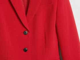 Однобортный приталенный жакет, Красный