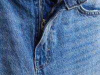 Прямые джинсы с отворотами, Голубой