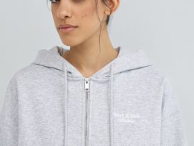Толстовка на молнии с вышивкой, Серый
