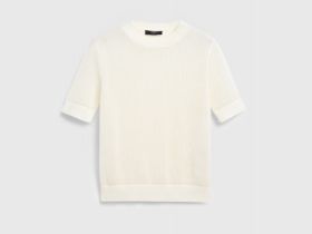 Ажурный джемпер с коротким рукавом, Бежевый