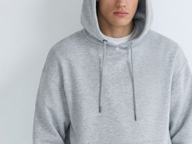 Худи с текстовым принтом, Серый