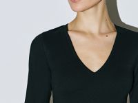 Футболка в рубчик с V-вырезом, Черный