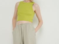 Укороченный топ в рубчик, Зеленый