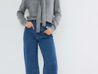 Широкие джинсы с высокой посадкой, Синий