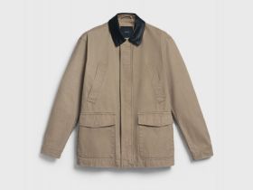 Куртка с контрастным воротником, Бежевый