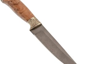 Нож Сумрак, сталь булат,  художественное литье, рукоять карельская береза