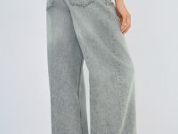 Широкие джинсы с поясом, Серый