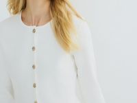 Кардиган на пуговицах с баской, Белый