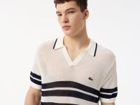 Мужское вязаное поло Lacoste в полоску