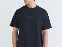 Футболка из плотного хлопка с текстовым принтом, Синий