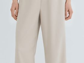 Прямые брюки с эластичным поясом, Бежевый