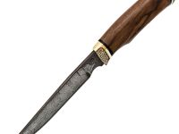 Походный нож Легионер, сталь дамаск, рукоять орех, художественное травление