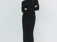 Трикотажное платье со сборками, Черный