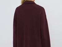 Джемпер с воротником-стойкой на молнии, Фиолетовый