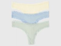 Трусы-бразилиана с кружевом, 3 шт., Желтый