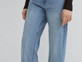 Прямые джинсы с высокой посадкой, Голубой