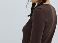 Лонгслив с пуговицами, Коричневый