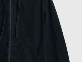 Джинсовая куртка на молнии с капюшоном, Серый