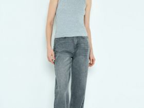 Базовая майка в рубчик, Серый