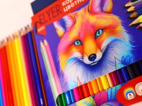 Набор карандашей цветных FLYER "ЛИСА", 24 цвета, трехгранная форма, толщина грифеля 3 мм