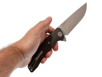 Складной нож Maxace Goliath Brown, сталь Bohler K110, рукоять микарта/темный больстер