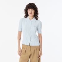 Женский лёгкий свитер Lacoste с коротким рукавом и воротником-поло