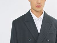Двубортный пиджак в полоску O'STIN x Яндекс Книги, Серый