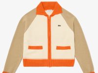 Женский шерстяной свитер Lacoste на молнии с карманами и воротником поло