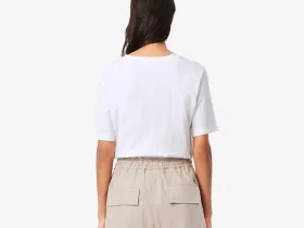 Женская футболка Lacoste свободного кроя из мягкого хлопка с V-образным вырезом