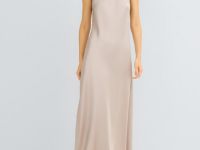 Сатиновое платье макси, Бежевый