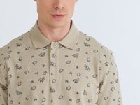 Поло из хлопка с принтом, Бежевый