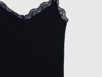 Топ в рубчик с декором из кружева, Черный