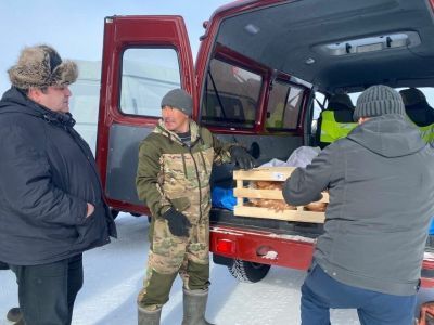 В якутский город Среднеколымск самолетом доставили кур-несушек и поросят