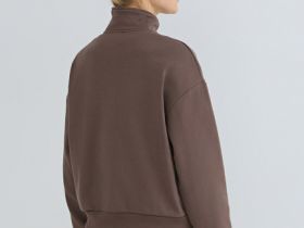 Толстовка с воротником-стойкой на молнии, Коричневый