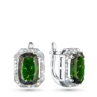 Серьги из белого золота с хромдиопсидами э4754сг12200401
