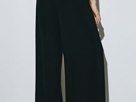 Прямые брюки со складками, Черный