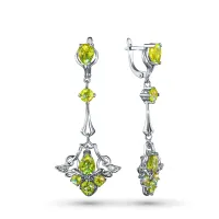 Серьги из серебра с топазами, хризолитами э0611сг01260374