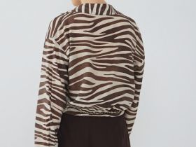 Блузка из вискозы с узлом-завязкой, Бежевый