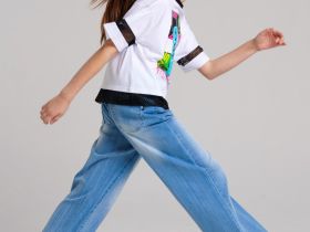 Брюки текстильные джинсовые для девочек